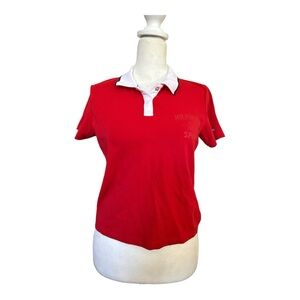 Tommy Hilfiger Women's Red Polo Shirt Cropped